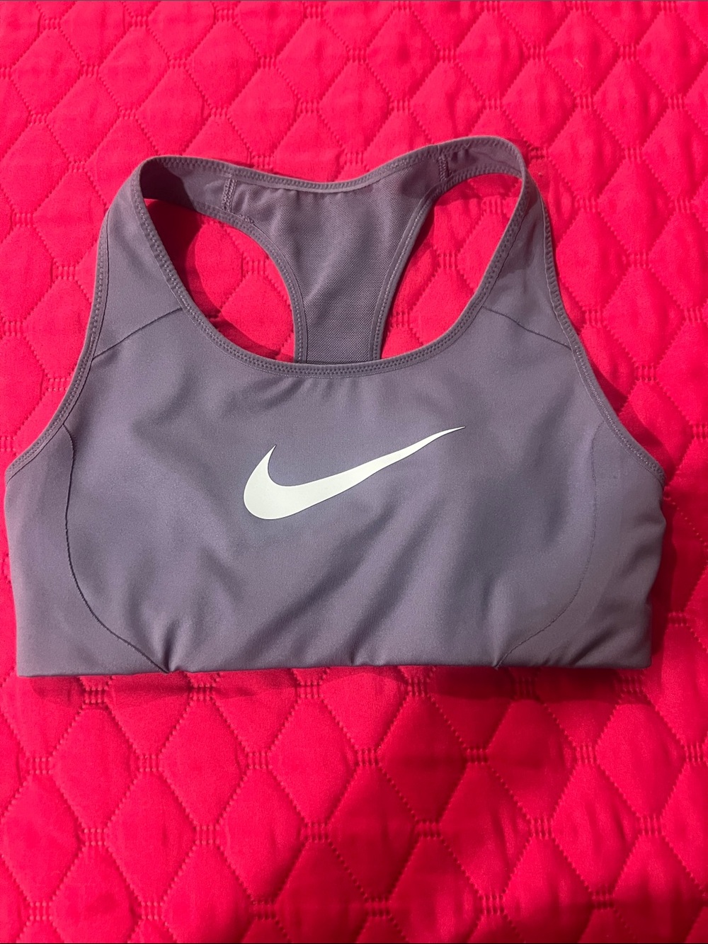 Nike Gray Purple Racerback Sports Bra with White Swoosh
